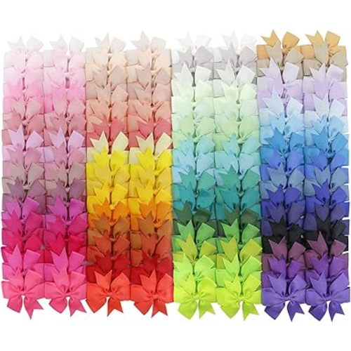 120PCS 3inch Grosgrain Ribbon Pinwheel Hair Bows Boutique Bows Alligator Clips For Girls Toddlers Teens(60Colorsx2)