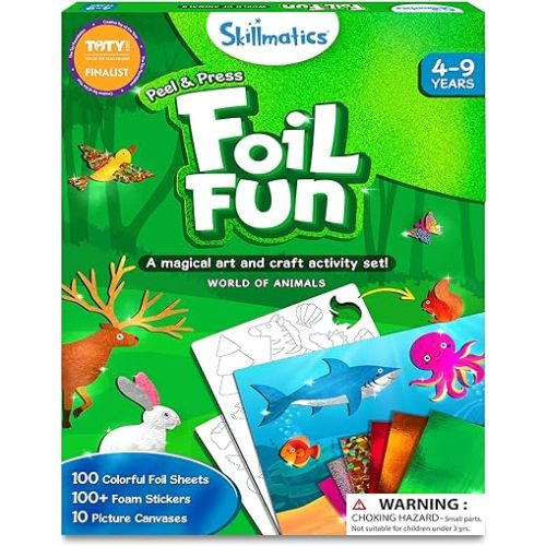 Skillmatics Foil Fun - Animals, No Mess Art for Kids, Travel Toys, Craft Kits, DIY Creative Activity, Gifts for Boys & Girls Ages 4, 5, 6, 7, 8, 9