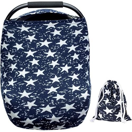 Baby Car Seat Covers for Baby Boys Girls Versatile Stretchy Babies Car Seat Cover Set Twinkle Stars Printing Infant Car Seat Canopy Nursing Covers Breast Feeding Covers