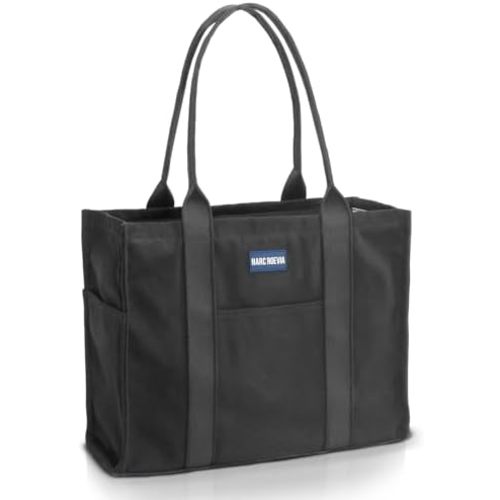 Large Utility Canvas Tote Bag for women men with zipper closure.Durable travel Tote with compartments,Work bag
