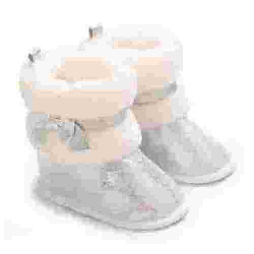 Loliuicca Newborn Girl Winter Shoes Warm Shiny Flats with Cute Bows for Toddler