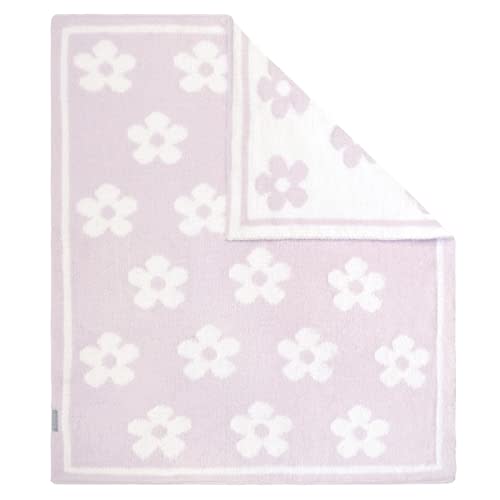 Living Textiles Chenille Baby Blanket - Purple Flower Ultra Soft, Thick, and Versatile | Warm Blanket for Newborns, Throw Blanket for Crib, Stroller Cover | Perfect Baby Gift 75 x 85 cm