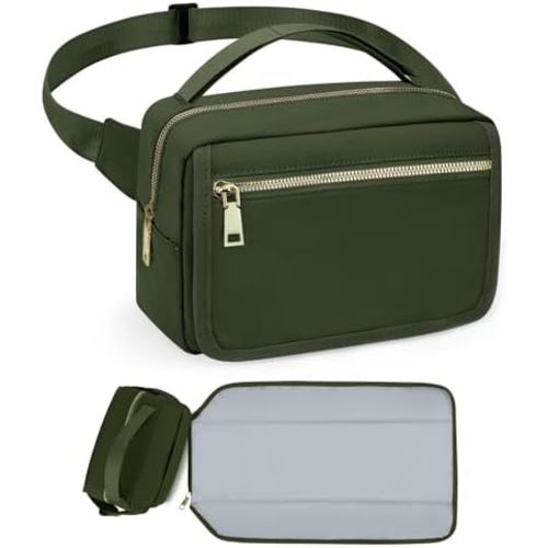 printe Small Diaper Bag with Portable Changing Pad, Crossbody Diaper Bag Pack with Wipes Pocket, Women Waist Bag for Travel