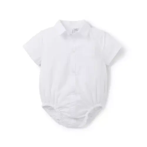 Newborn White Stripe Baby Seersucker Collared Bodysuit by Janie and Jack