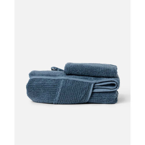 Lalo Ribbed Hooded Towel + Bath Mitt - Slate Blue
