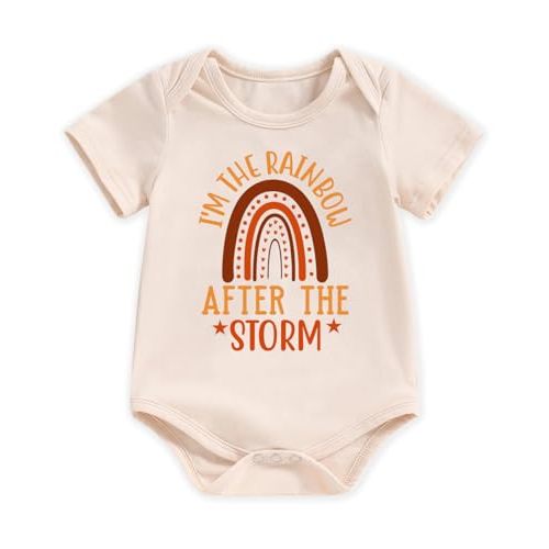 hrcfbk Newborn Infant Baby Boys Girls Bodysuit Short Sleeve Funny Letters Print Romper Reveal Pregnancy Announcement Clothes