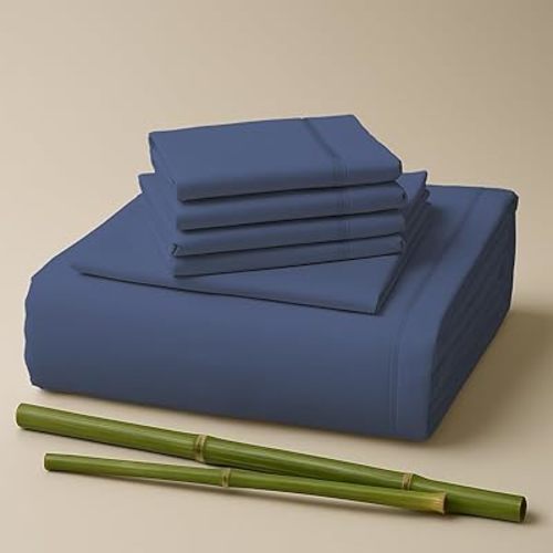 Sacred Thread 6 PC Rayon Derived from Bamboo Bed Sheets Set, Vegan, Cooling, and Organic Bedding for Home and Hotels, +50 Vibrant Colors for Cooling Bed Sheets