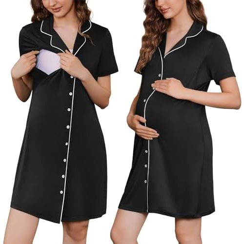 Button Down Nursing Nightgown