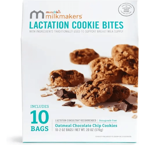 Munchkin Milkmakers Lactation Cookie Bites, Oatmeal Chocolate Chip, 10 Ct