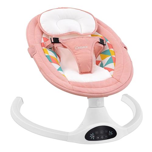 LAREX Baby Swing Electric Bluetooth Infant Swing Portable Rocker with 5 Speeds, 1 Seat Position, Remote Control, Pink