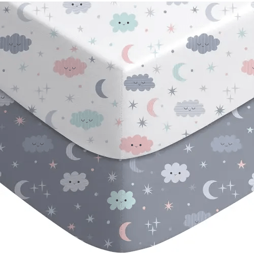 Yoofoss Baby Crib Sheets for Boys Girls, Fitted Crib Sheet 2 Pack for Standard Crib and Toddler Mattress, Super Soft Microfiber Baby Sheet 28x52x8in(Cloud)