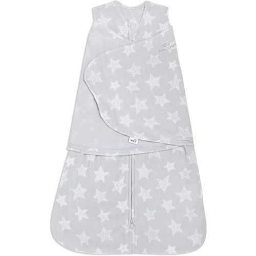 HALO Micro-Fleece Sleepsack Swaddle, 3-Way Adjustable Wearable Blanket, TOG 3.0, Grey Stars, Small, 3-6 Months