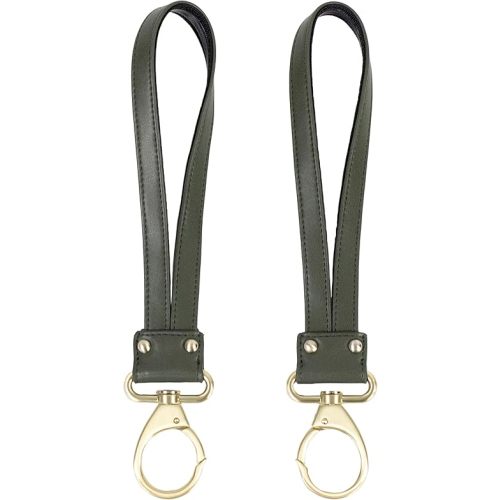 TWELVElittle Stroller Clips 2.0 Non Slip, Vegan Leather, Diaper Bag Straps, Olive