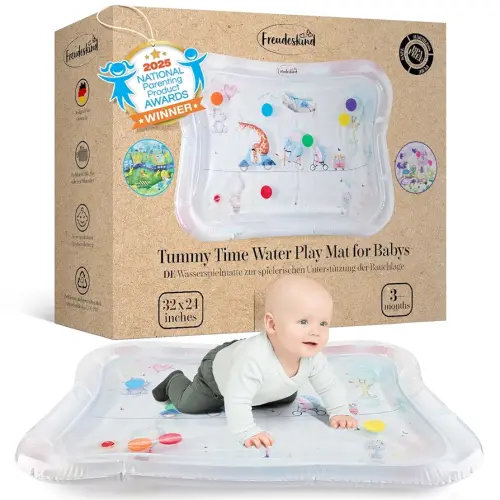 Premium Water Play Mat XXL – Award-Winning Inflatable Tummy Time Water Mat – Sensory & Motor Development Designed by Professional Educators – Certified 100% Baby-Safe Materials