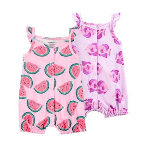 Carter's Child of Mine Baby Girl Romper, 2-Pack, Sizes 0/3-24 Months