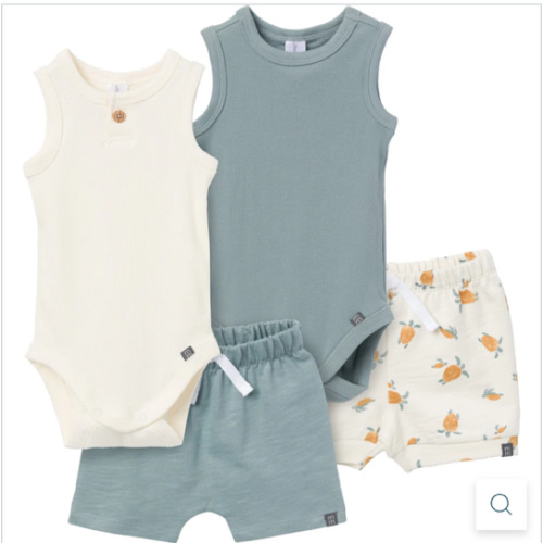 4-Piece Baby Boys Cream & Teal Bodysuits and Shorts Set – Gerber Childrenswear
