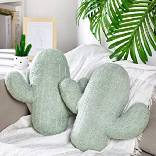 Throw Pillow 16 Inches Cactus Shape Pillow 3D Succulent Pillow Aesthetic Throw Pillows Cute Decorative Pillows Cushion Office Nap Pillow for Nursery Bedroom Sofa Room Accessory