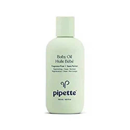 Pipette Baby Oil - Nurture, Moisturize Baby Skin, Vitamin E, Sensitive, Dry Skin, Fragrance Free with Renewable Plant-Derived Squalane, 4.5 fl oz - 4.5 Fl Oz (Pack of 1)