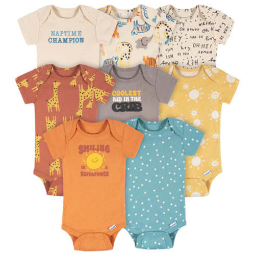 8-Pack Baby Neutral Hello Naptime Short Sleeve Onesies® Bodysuits