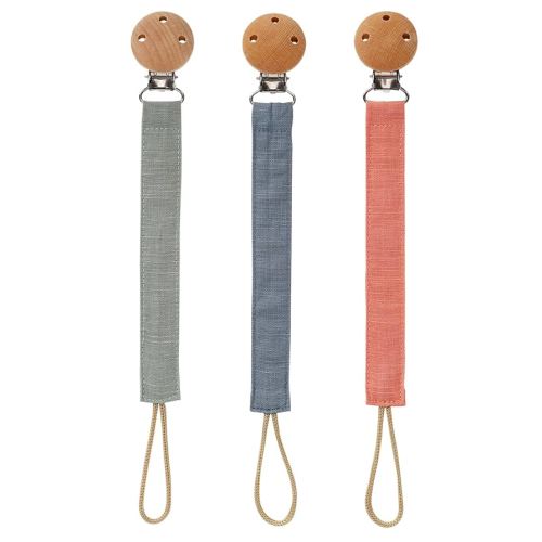 Socub 3 Pack Pacifier Clips for Baby Boys and Girls, Fabric Pacifier Hold with Clip for Binky, Teether Toys, BPA Free, Baby Shower Birthday Gift, 3 Month+(Sage/Ether/Muted)
