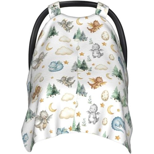 Dragon Baby Car Seat Canopy Cover for Infants & Toddlers, Opening with Adjustable Strap, Nursing Cover & Stroller Blanket, Dragon Baby Stuff