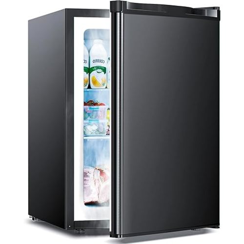 2.1 Cu.ft Upright Freezer, Small Mini Freezer with Adjustable Thermostat, Removable Shelves, Reversible Single Door, for Bedroom/Home/Dorms/Apartment (Black)