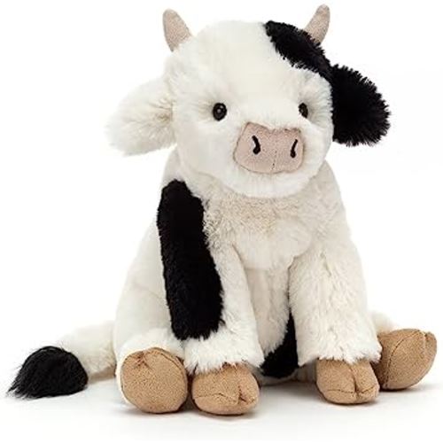 Jellycat Carey Calf Cow Stuffed Animal, 9 inches | Farmyard Plush Toy | Classic Children's Gift