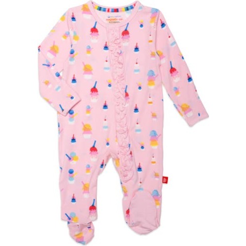 Pink Sunday Funday Magnetic Footie, Newborn