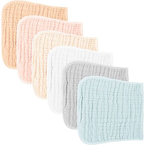 Konssy Muslin Baby Burp Cloths Sets for Unisex- 6 Pack Large 100% Cotton Burping Clothes for Newborn,Baby Girls and Boys - Yellow Color