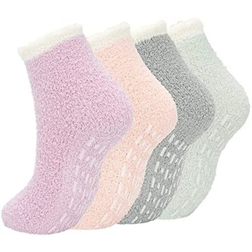 American Trends Hospital Socks Non Slip Socks with Grips for Women Fuzzy Fluffy Grippy Socks Warm Slipper Socks