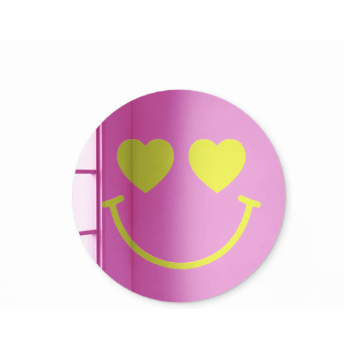 Happy Face with Hearts Eyes - 19 inch (Pink with Yellow)