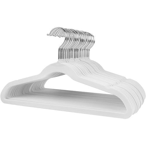 Stormix Baby Clothes Hangers 30 Pack, Kids Velvet Hangers Non-Slip, Clothes Hangers with Shoulder Notches for Toddler Children White