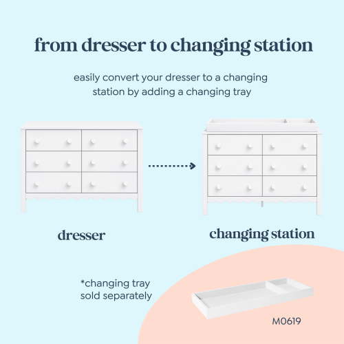 daVinci Sammy Scallop 6-Drawer Dresser in White