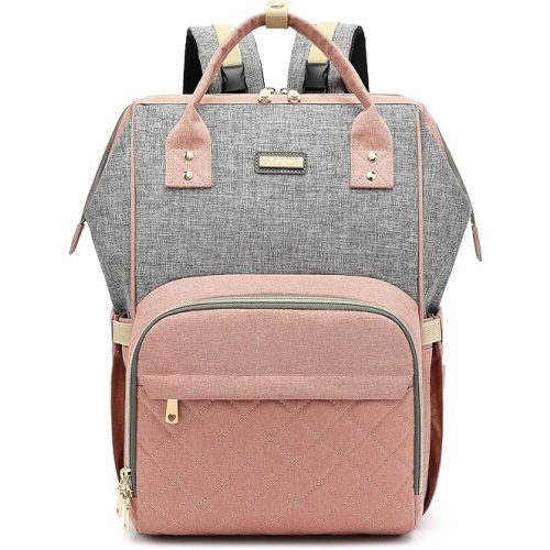 Diaper Bag Backpack, Diaper Bags for Baby Girls Boys, Baby Bags for Moms Dads, Nappy Changing Bag with Insulated Pockets,Multi-functional Waterproof Backpack with Stroller straps-Pink