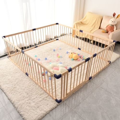 Wooden Baby Playpen -71 * 78 * 24 in, Large Wood Gate Playpen for Babies and Toddlers, Baby Fence Play Yard with Door for Kids Activity Center