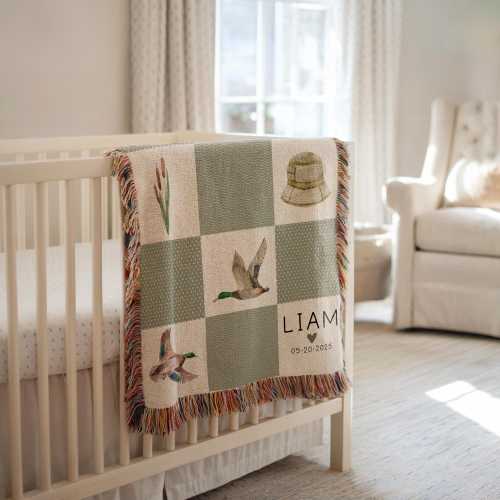 Personalized Mallard Duck Baby Blanket Mallard Duck Nursery Decor Baby Shower Gift Mallard Duck Baby Name Blanket Mallard Duck Nursery Gift