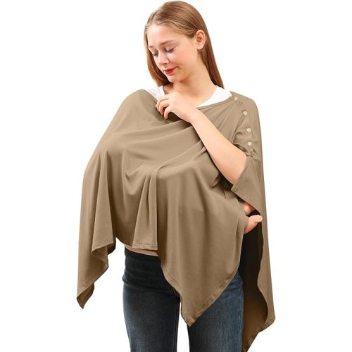 Nursing Cover for Breastfeeding - Viscose from Bamboo Ribbed, Full Coverage Privacy, Soft & Breathable Breastfeeding Cover up, Multi-Use Stroller Cover Shawl Stylish Poncho for Women