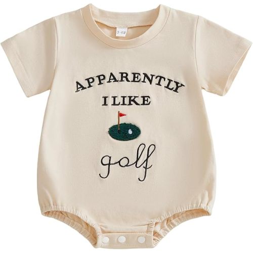 Kupretty Infant Baby Boy Girl Romper Apparently I Like Golf Embroidered Romper Short Sleeve Bodysuit Newborn Playsuit