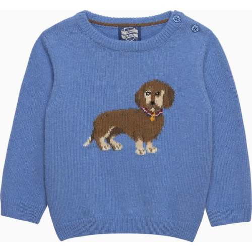 Little Dachshund Dog Sweater, Sky Blue - Trotters London | Maisonette