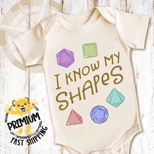 I Know My Shapes Onesie®, Die Shapes Onesie®, Gaming Onesie®, 20 Sided Die Onesie®, DnD Shapes Onesie®, DnD Onesie®, N1563