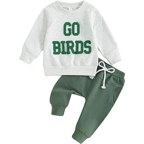 Toddler Baby Football Outfits Sundays are for The Birds Eagles Sweatshirt Top Pants Set Cute Fall Clothes