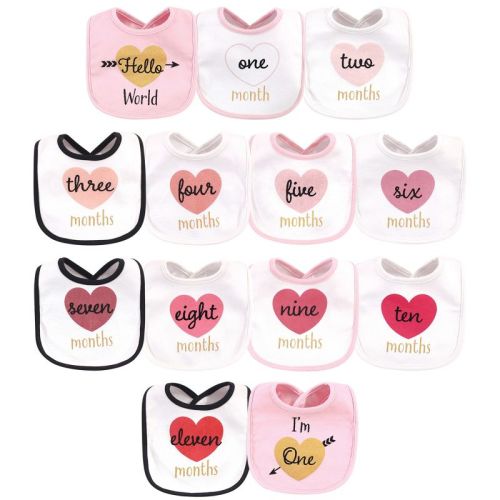 Hudson Baby Infant Girl Cotton Bibs 13pk, Hello World, One Size
