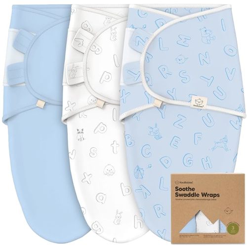 3-Pack Organic Baby Swaddle Sleep Sacks - Swaddles for Newborns, Infant 0-3 Months, Baby Girls, Boys, Soft & Snug Newborn Sleep Sack, Nursery Swaddling Blankets, Velcro Closure (ABC Land Cloud)