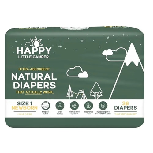 Happy Little Camper Ultra-Absorbent Natural Baby Diapers Size 1 - Newborn