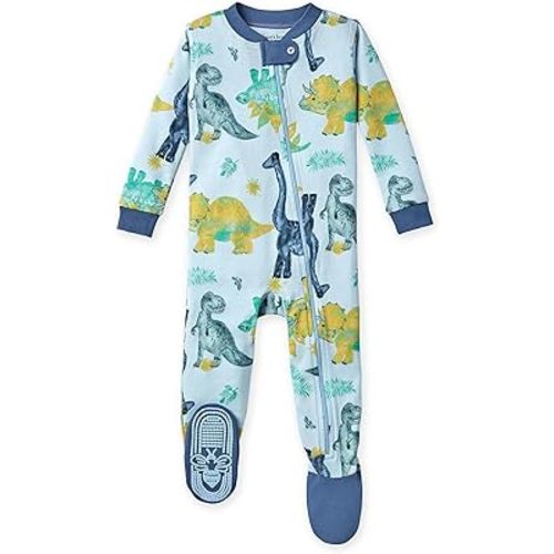 Burt's Bees Baby Baby Boys' Pajamas, Zip-Front Non-Slip Unisex Footed Sleeper Pjs, Organic Cotton