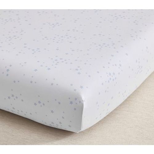 Organic Scattered Stars Crib Fitted Sheet , Blue