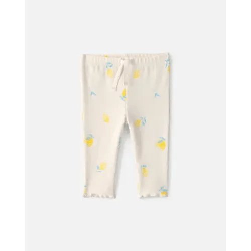 Baby Girl Lemon Rib Pants - Ivory | Carter's