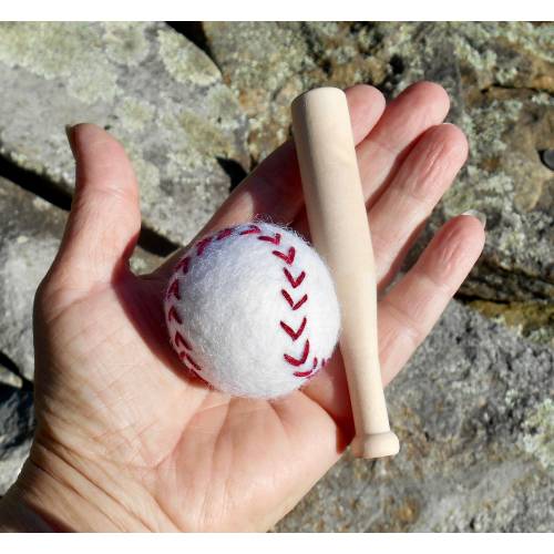 Newborn baseball Props| Felt Baseballs|  | Photography Prop | Baseball Theme Photo Prop| Miniature Baseball Bat |Wool Felt | Nursery Decor|
