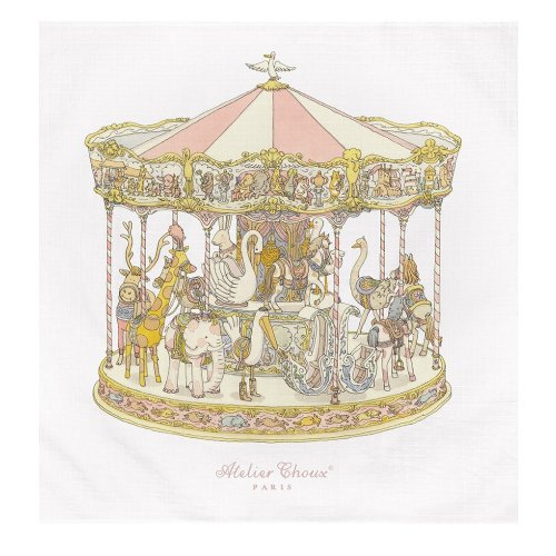 Atelier Choux Paris Organic Cotton Baby Carousel Swaddle Blanket with Gift Box