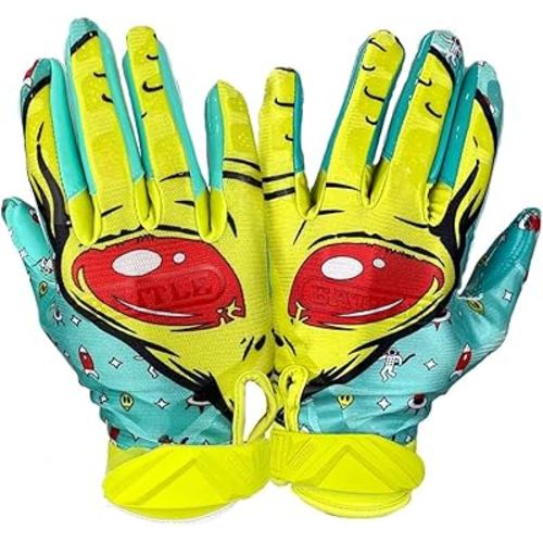Battle Sports Back of Hand Wide Receiver Football Gloves, Ultra-Tack Sticky & Grip, No Slip - Adult & Youth